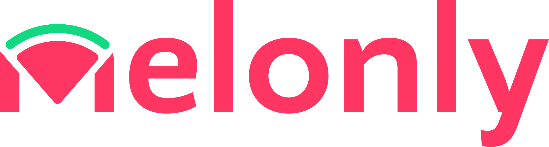 Melonly alternate wordmark with coral lettering