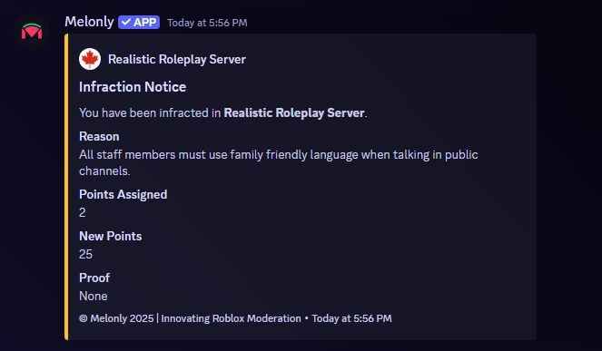 infractions discord