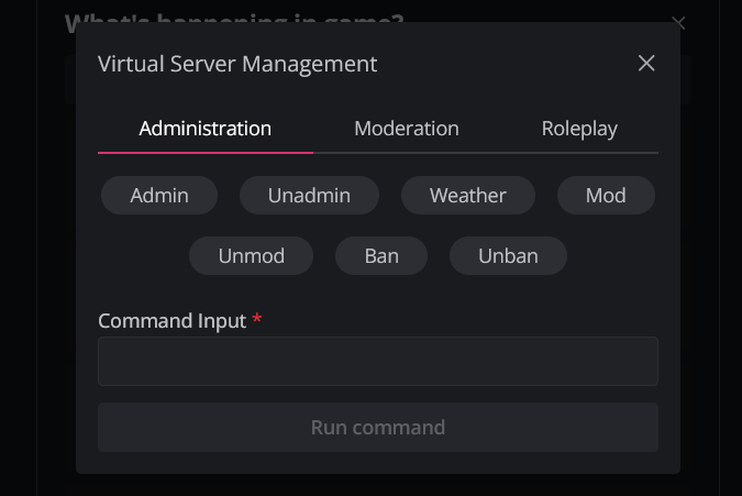 ER:LC mod panel with command execution